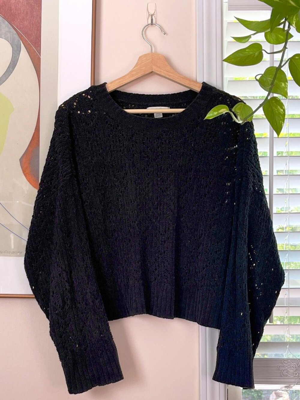 Open-Knit Cropped Super Soft Sweater